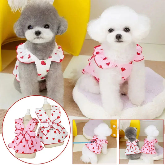 Luxury Summer Strawberry Dress small-dog Clothes Dog