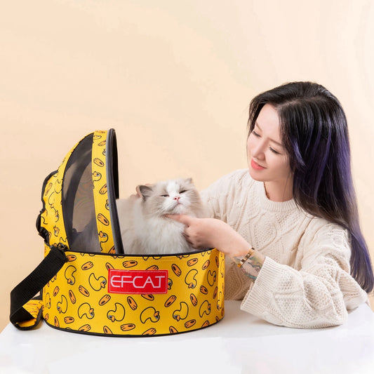 EFCAT Luxury Pet  Bed Round Space Bag,Puppy Kitten Basket,Outdoor Fashion Cat Dog Car Seat Bag
