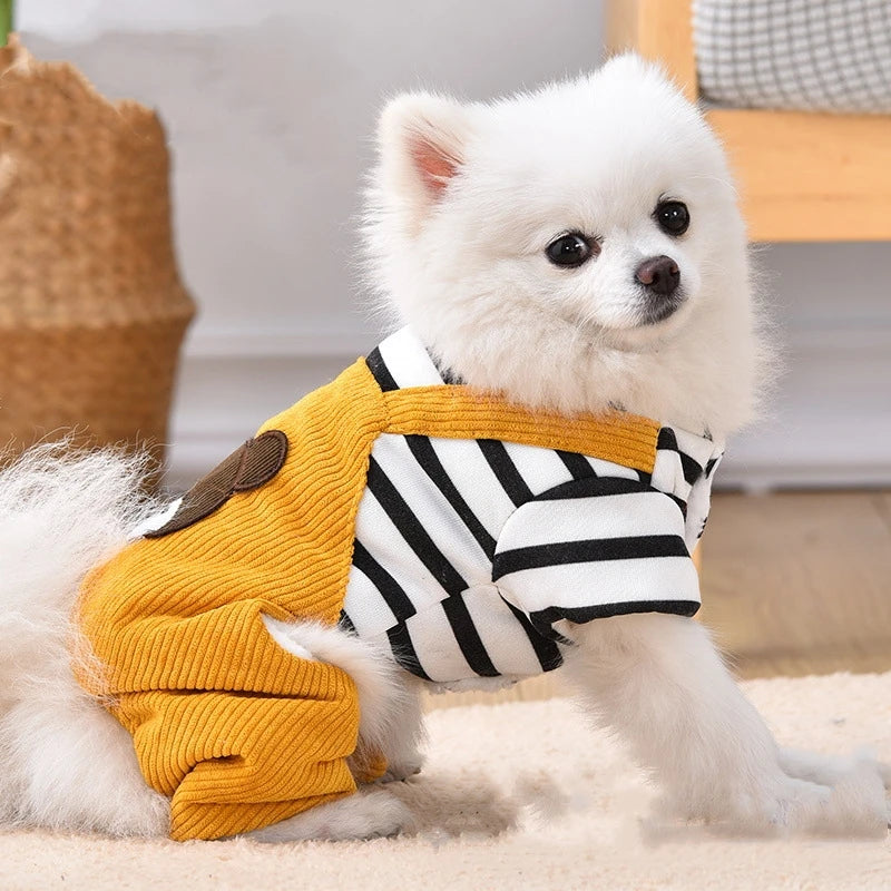 Dog Jumpsuit Coat Onesie Dog Clothes Four-Legs Jacket Clothing Corduroy Pants Overalls Onesie For Small Dogs Chiwawa Yorkie