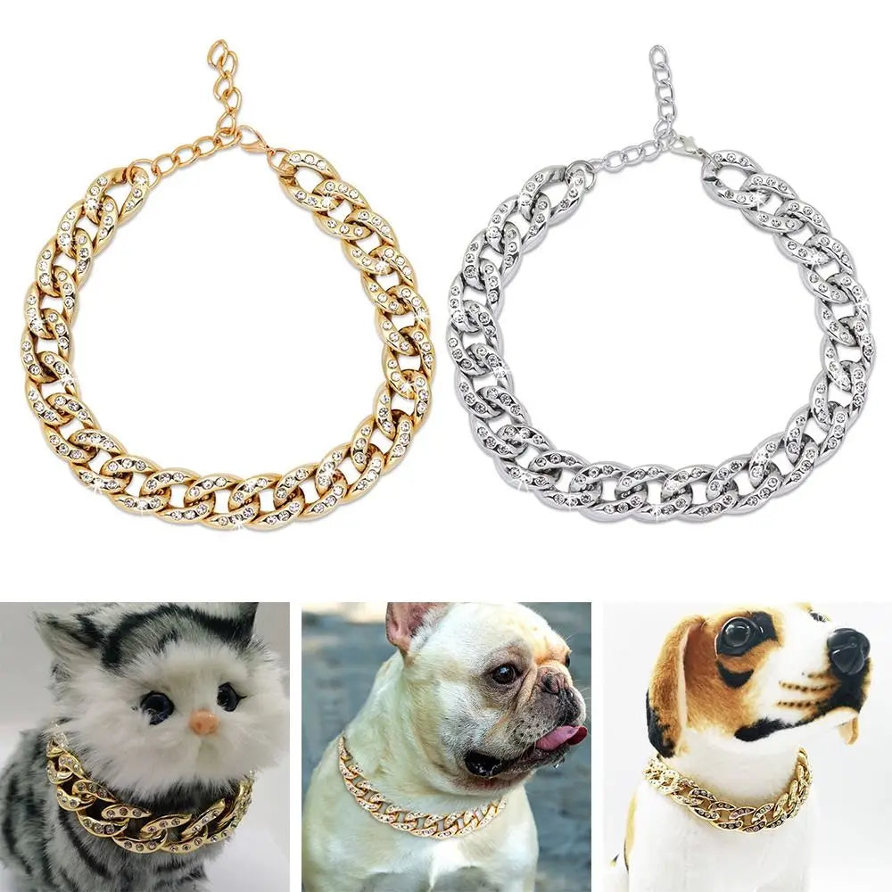 Luxury Pearls Cat Jewelry Crystal Diamond Dogs Rhinestone Collar Pet Necklace Dog Supplies