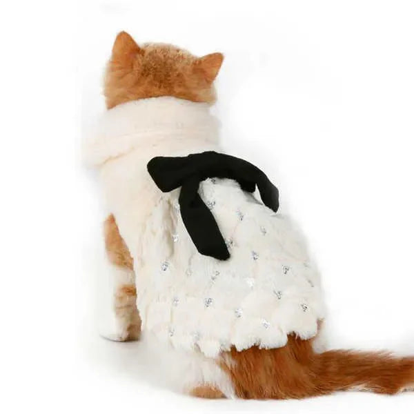 Pet Clothes Elegant Luxury Fur Winter Overcoat Small Dog Cat Clothes Bowknot Chihuahua Puppy Pet Dog Accessories