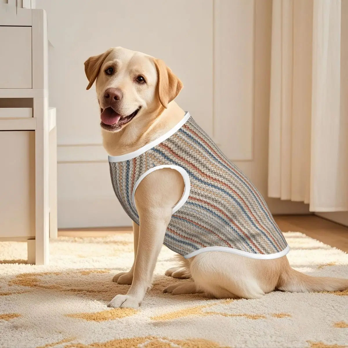 Vintage Bohemian Geometric Stripes Dogs Clothes Breathable Thin Luxury Fabric Texture Pet Vests Large Dog Jacket Pet Accessories