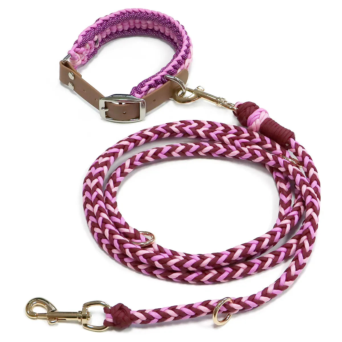 Custom Luxury Adjustable Nylon Paracord Dog Leash Collar Set Quick Release Feature Ready To Ship Personalized Hands-Free Rope Fo