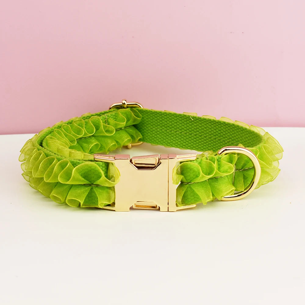 Luxury Custom Engraved Lace designer dog collar and leash set Personalized PetHarness Nameplate Wedding Accessory for Dogs