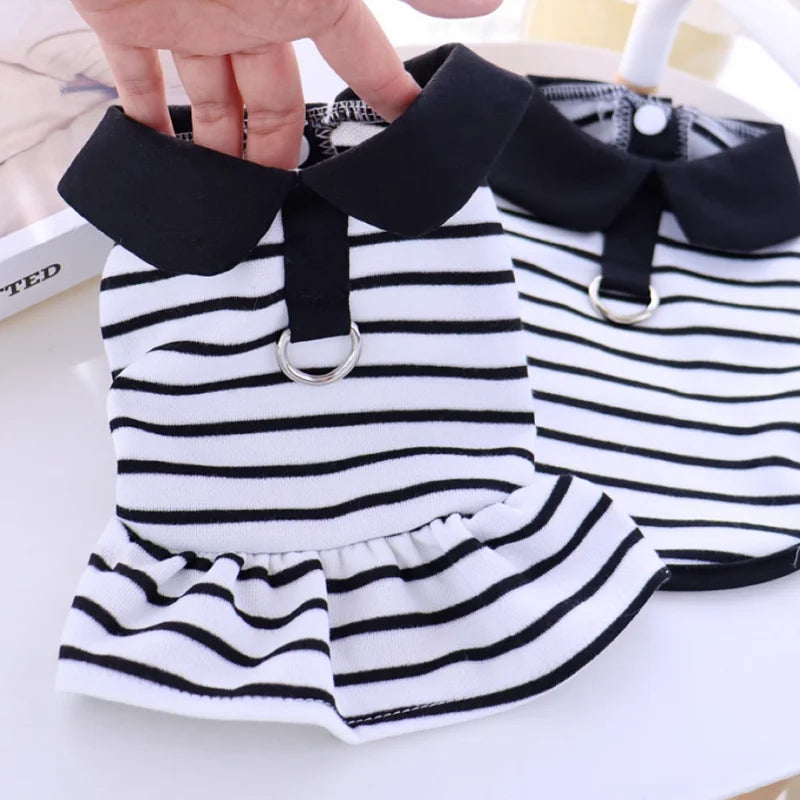 Bow Dog Princess Dress Dog Clothes Summer Black White Luxury Striped Skirt Dog Vest Chihuahua Bichon Yorkie Clothing for Dogs