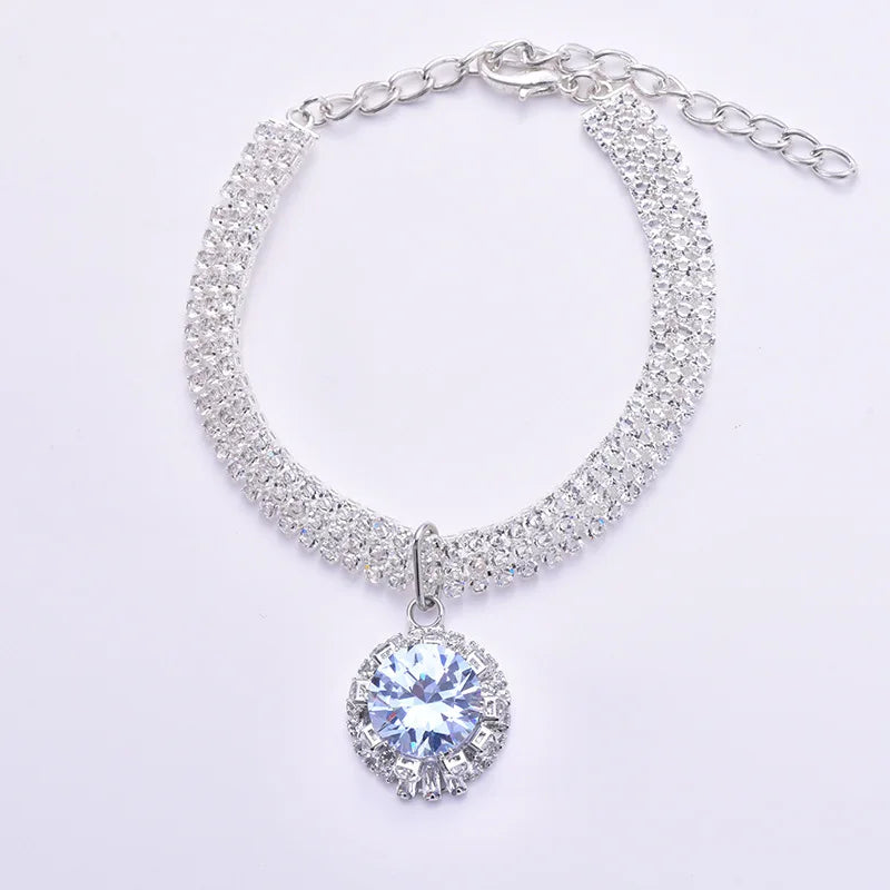 Luxury Bling Diamond Cat Collar Adjustable Puppy Kitten Necklace Shiny Rhinestone Pet Dog Pendant Pet Accessories