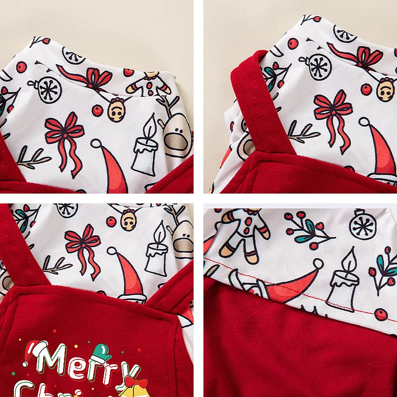 Pet Christmas Jumpsuit Pet Autumn and Winter Overalls Warm Teddy Jacket Dog Pajamas Puppy Clothes Four Legged Pants