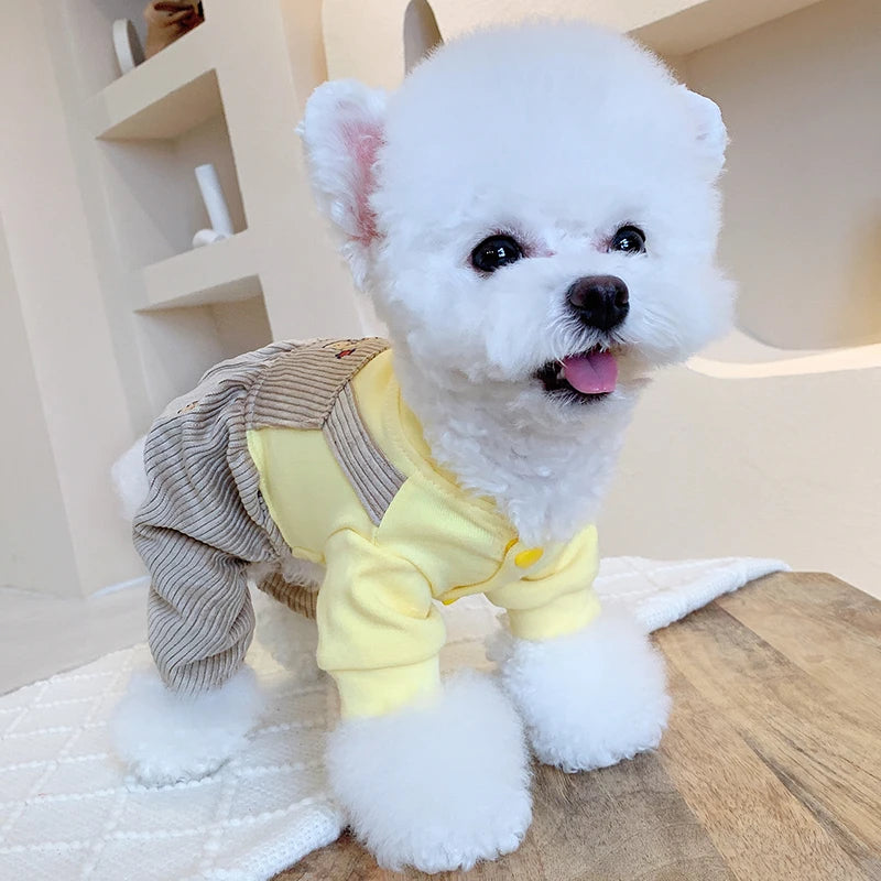 Shy Bear Overall For Dogs Autumn Winter Pet Jacket Jumpsuit With Bloomers Pants Puppy Small Animal Chihuahua Toy Terrier Clothes