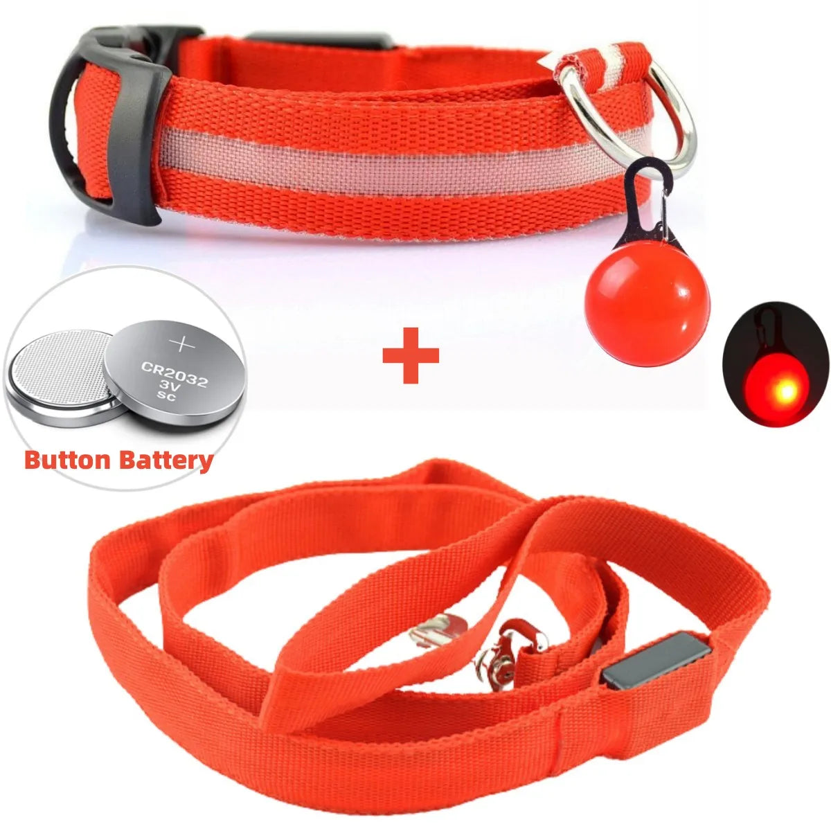 Led Glowing Leash Luminous Dog Collar With Pendant Set Luxury Light For Kinds Dogs Cat Night Safety Flashing Collar Accessories
