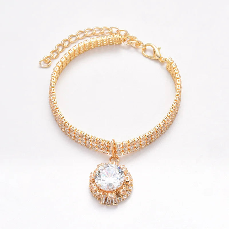 Luxury Bling Diamond Cat Collar Adjustable Puppy Kitten Necklace Shiny Rhinestone Pet Dog Pendant Pet Accessories