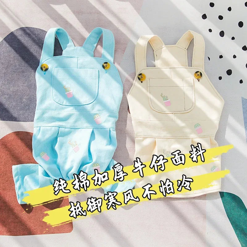 IBEANS pet clothes manufacturer spring and summer dog overalls overalls skirt pockets embroidered pumpkin pants cat overalls