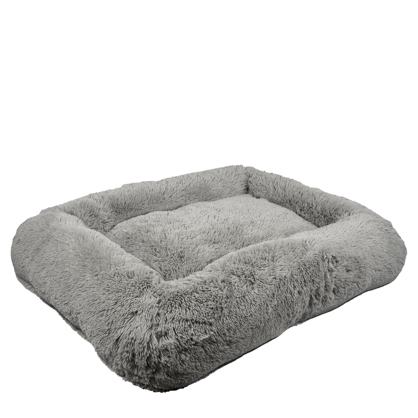 (4 Pack)  Large Furry Bolster Dog Bed, Taupe, 36" X 27"