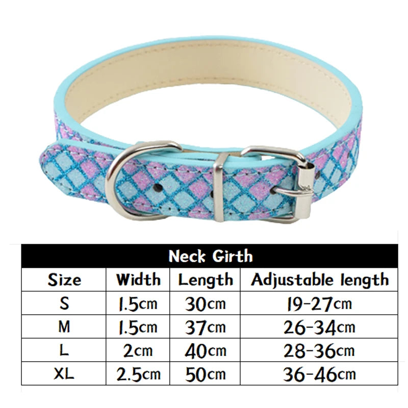 Leather Dog Collars Safety Adjustable Pink Leather PU Glitter Luxury Dog Collars for Small Medium Big Dog Puppy Dog Accessories