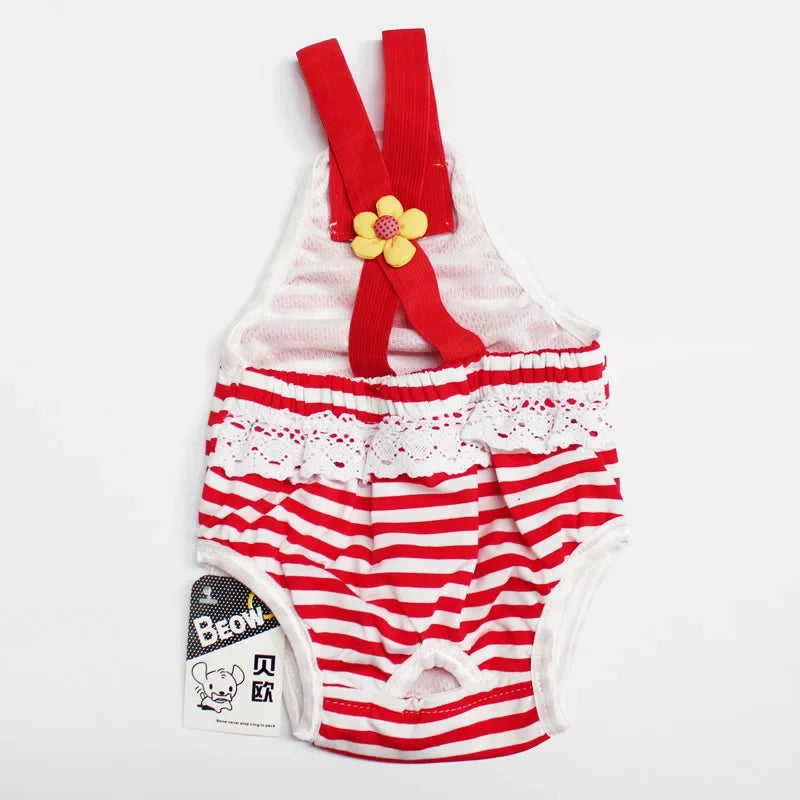 Pet physiology pants, small flower overalls physiology pants, dog hygiene diapers, anti-harassment estrus panties can put urine