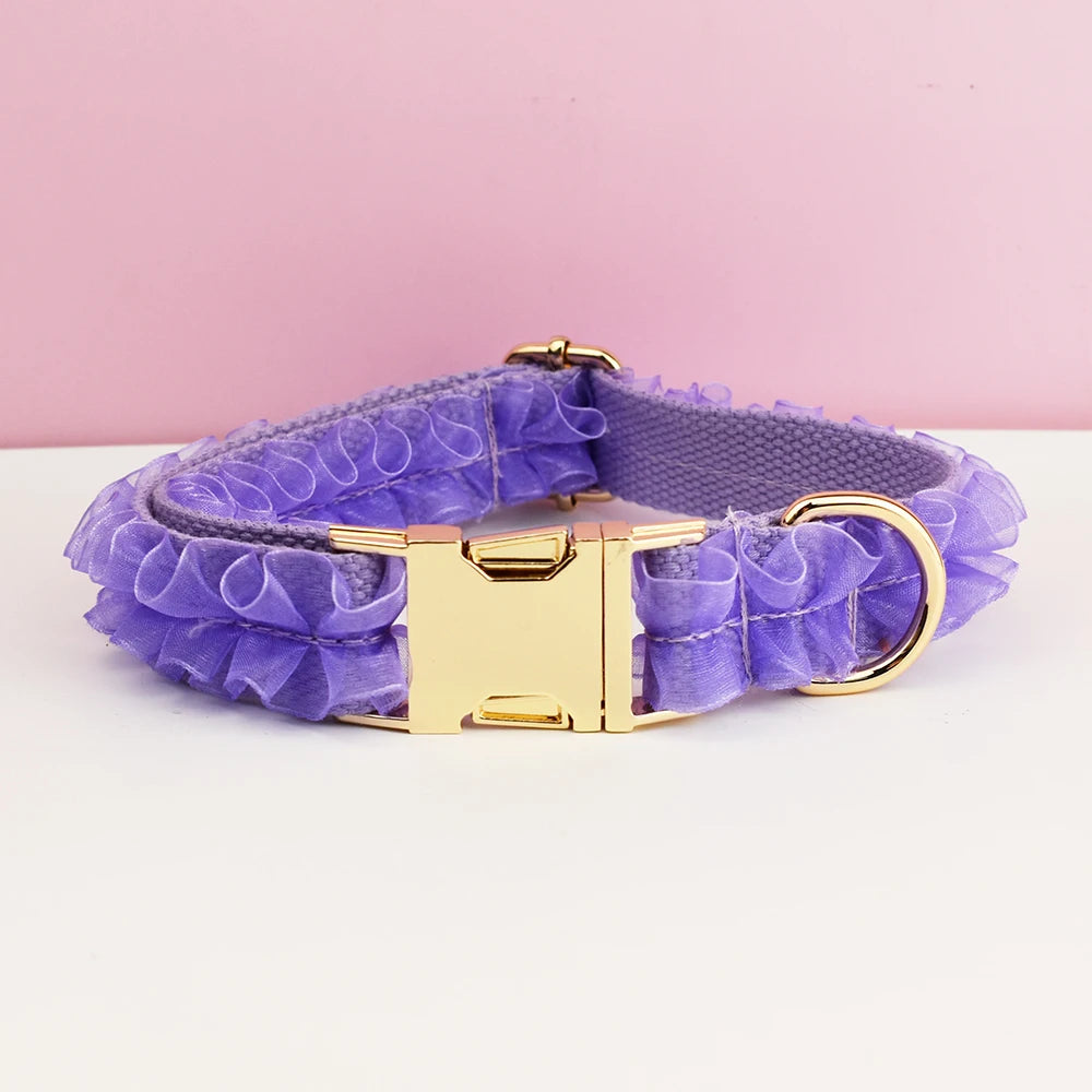 Luxury Custom Engraved Lace designer dog collar and leash set Personalized PetHarness Nameplate Wedding Accessory for Dogs