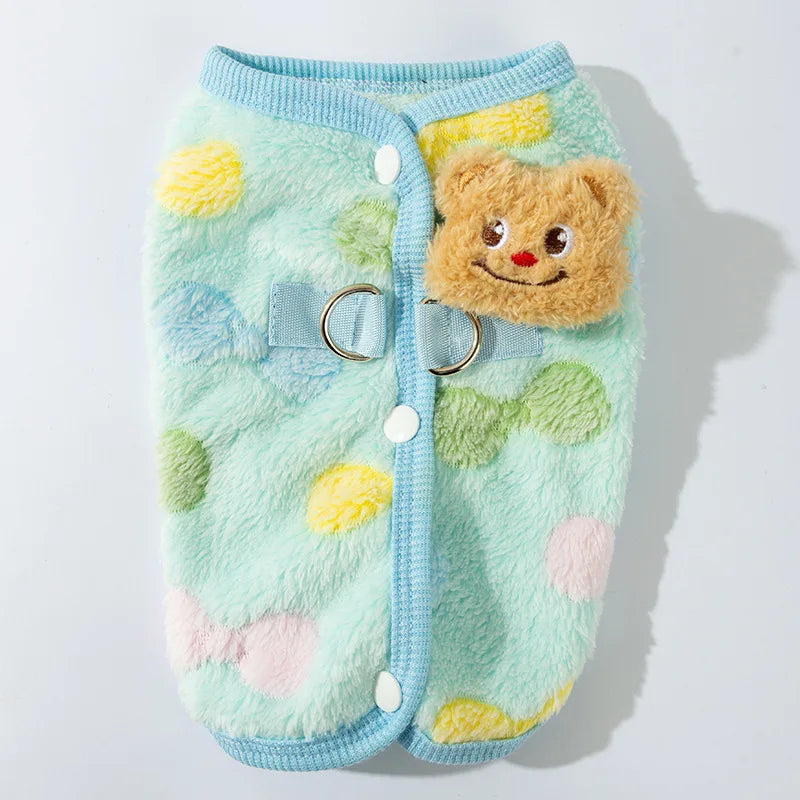 Puppy Winter Clothes Thin Fleece Dog Coat Cardigan Warm Dog Vest Chihuahua Jacket Bichon Costume Plush Coats Luxury Dog Clothing