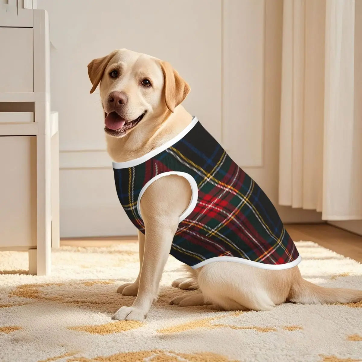 Mesh Luxury Black Tartan Plaid Pet Vest Geometric Gingham Check Texture Pet Clothing Decoration Cool Summer Pet Dog Clothes