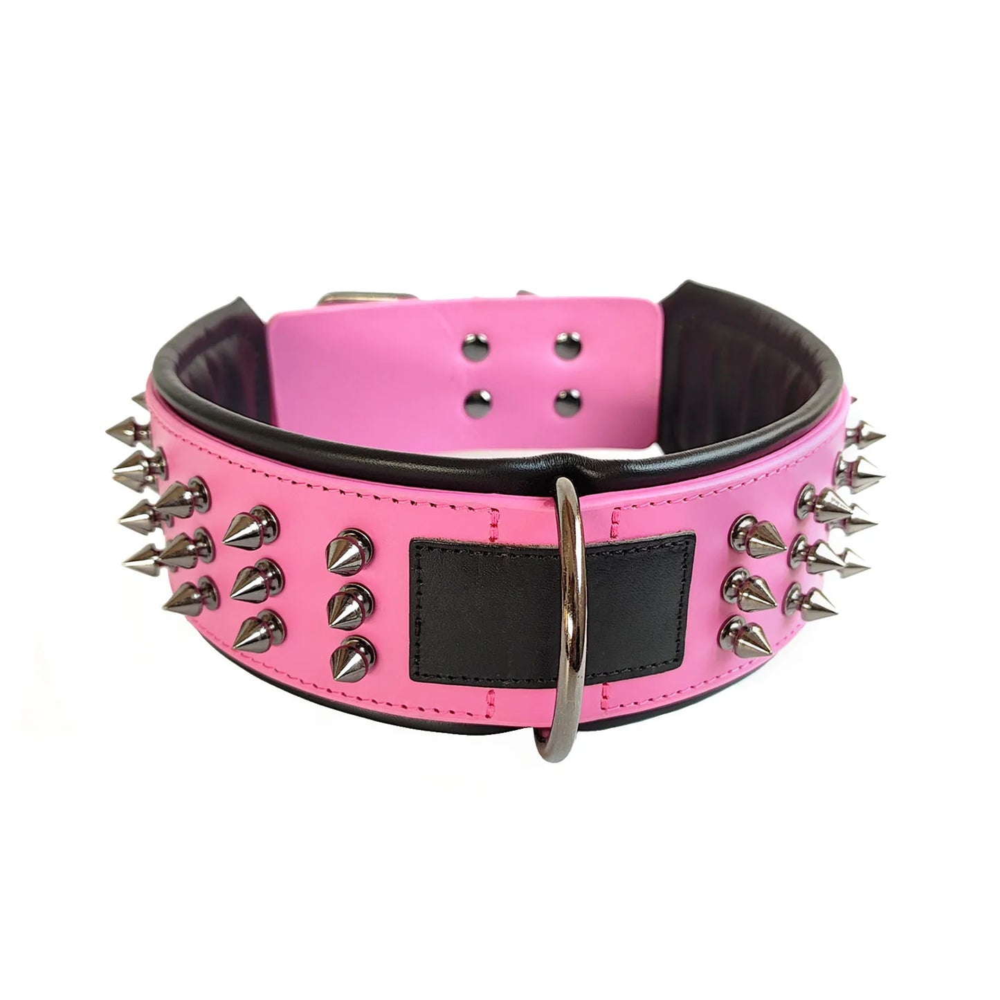 Luxury genuine leather dog collar, studded anti bite dog chain, 2.5-6cm wide dog collar, double-layer cowhide pet accessories