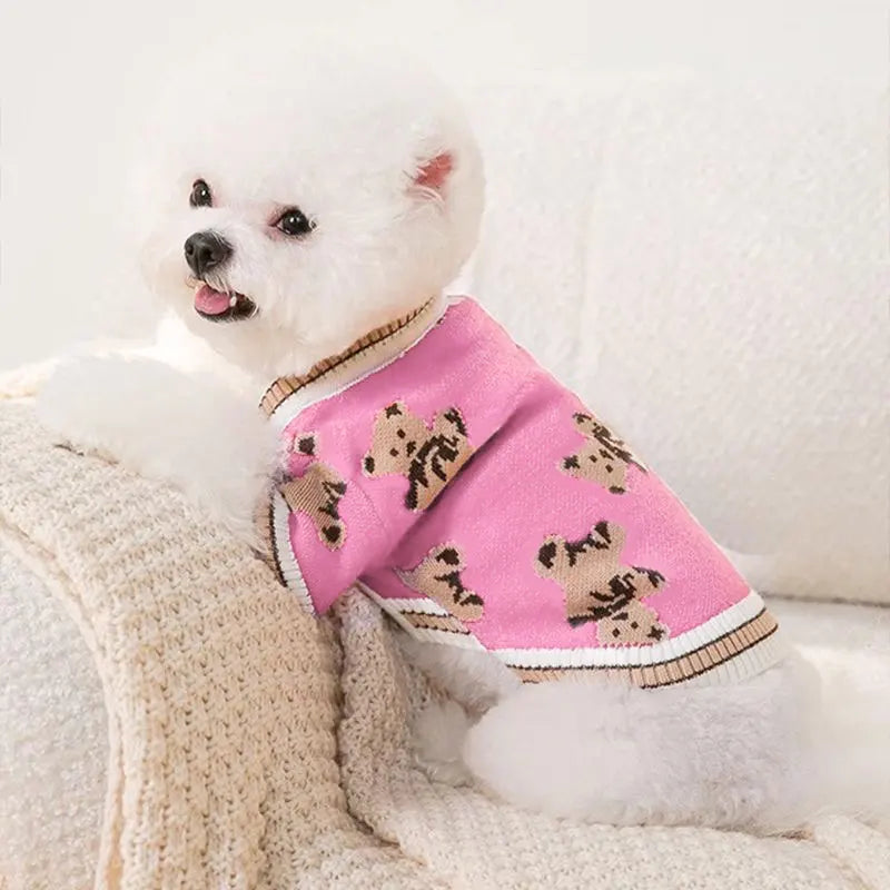 Dog Clothes Winter Chihuahua Pet Striped Dog Cardigan Sweater Bichon Pug Kitten Puppy Dog Warm Coat Cat Dog Supplies Pet Outfit