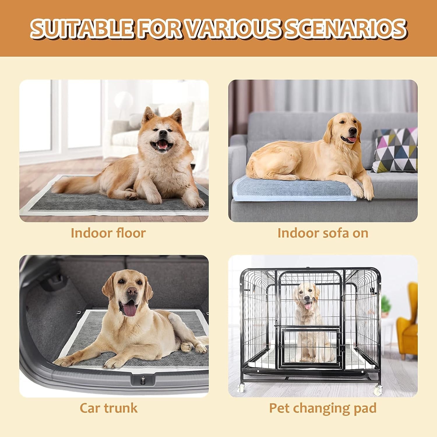 Charcoal Dog Pee Pads Extra Large 28" X 34", Puppy Pee Pads 40 Count, Potty Pads for Dogs with Adhesive Tape for Odor-Control & Leakproof, Disposable Pet Pads for Puppies, Dogs & Cats