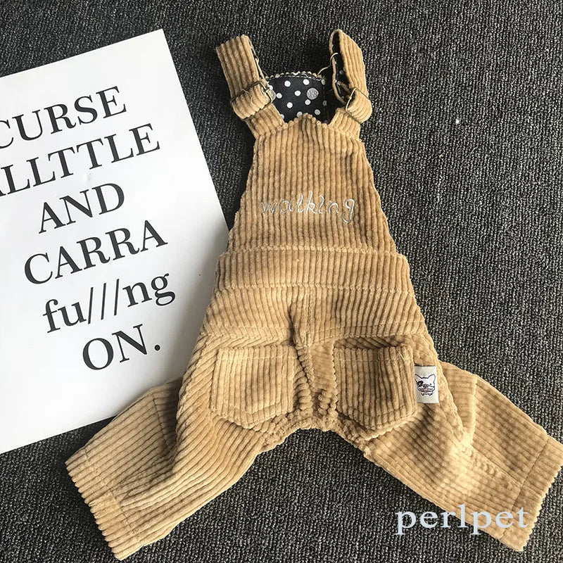 Dog Corduroy Overalls Corduroy Buckle Overalls Pet Four Legged Clothing Dog Clothes Puppy Clothes Pet Coat Outdoor Pants