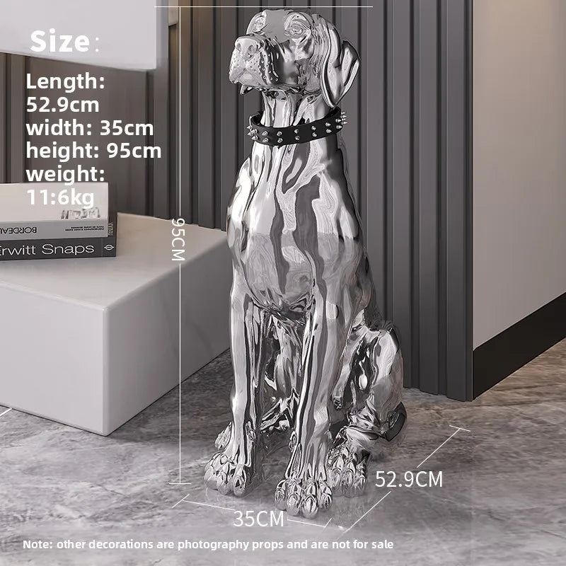 Electroplated dog ornament light luxury high-end large floor sculpture modern, decorative living room home accessories