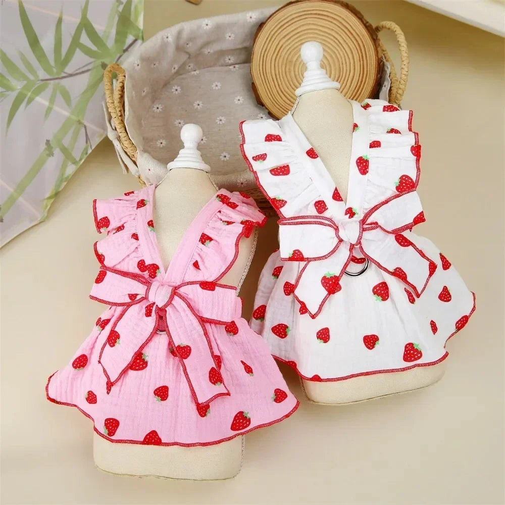 Luxury Summer Strawberry Dress small-dog Clothes Dog