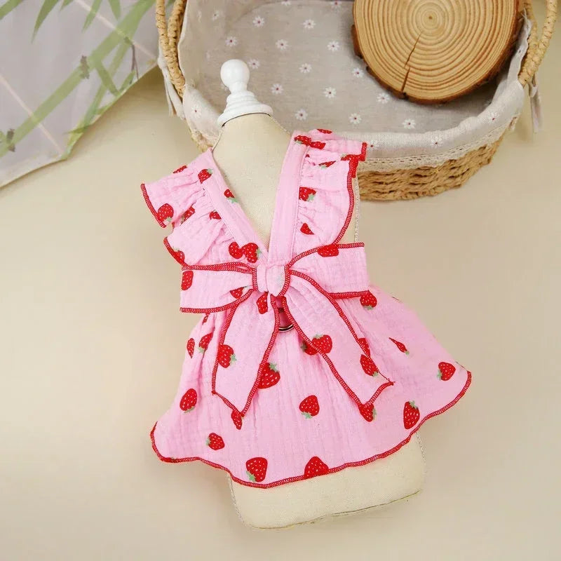 Luxury Summer Strawberry Dress small-dog Clothes Dog