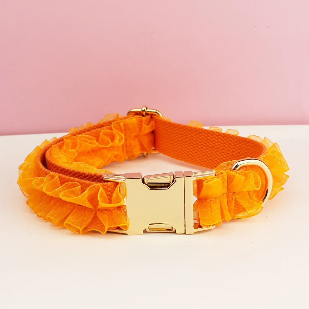 Luxury Custom Engraved Lace designer dog collar and leash set Personalized PetHarness Nameplate Wedding Accessory for Dogs