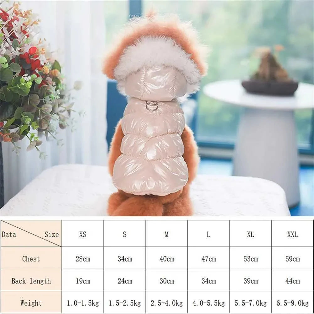 Fashion Winter Dog Down Jacket Warm Fleece Pet Coat For Small Dogs Yorkshire Shih Tzu Luxury Fur Collar Puppy Clothes OutfitsXJ2