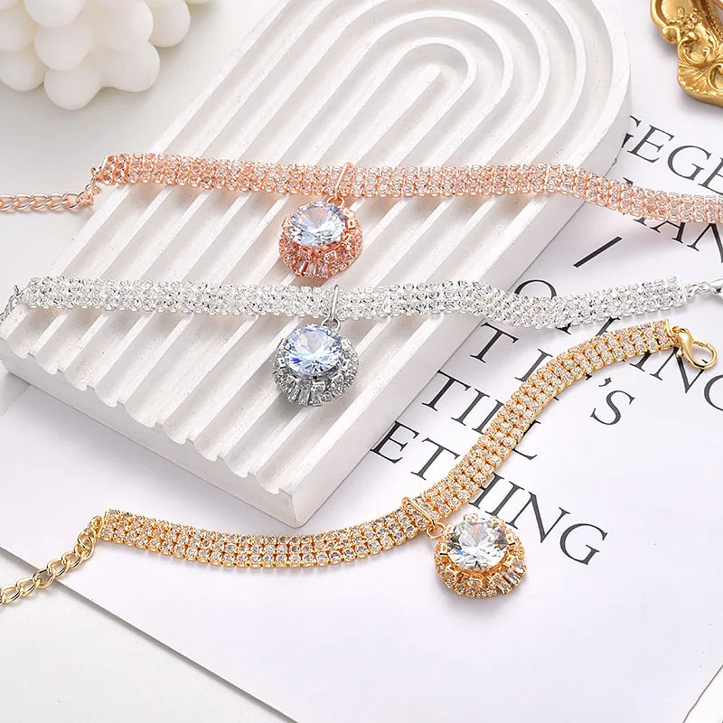 Luxury Bling Diamond Cat Collar Adjustable Puppy Kitten Necklace Shiny Rhinestone Pet Dog Pendant Pet Accessories