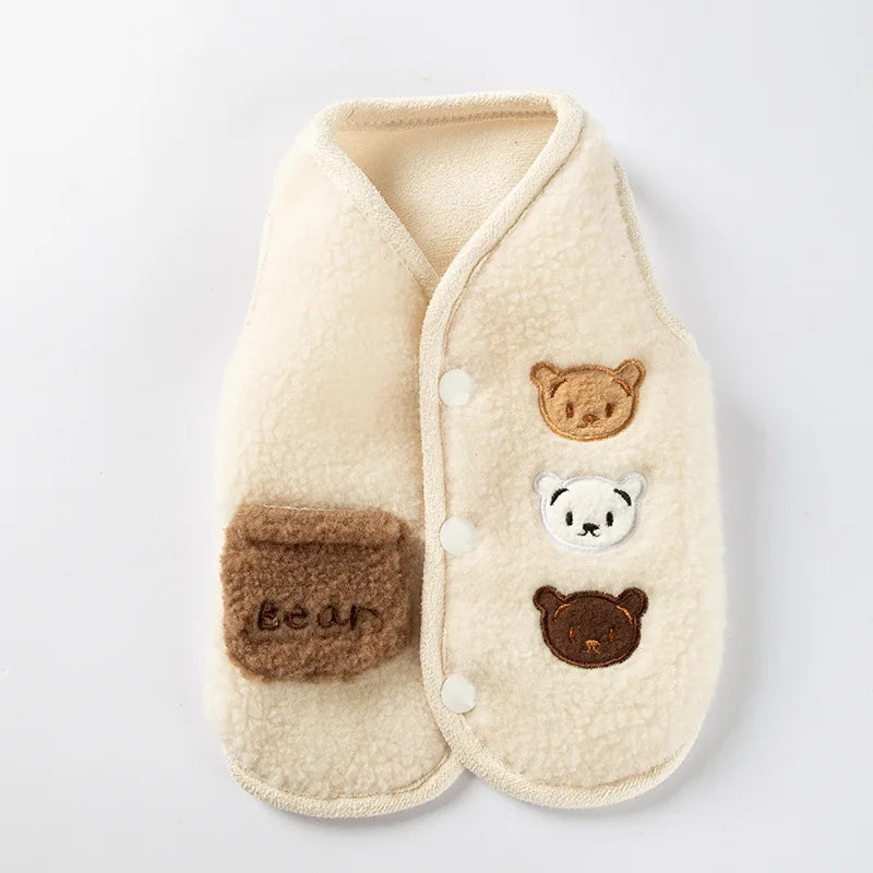 Puppy Winter Clothes Thin Fleece Dog Coat Cardigan Warm Dog Vest Chihuahua Jacket Bichon Costume Plush Coats Luxury Dog Clothing
