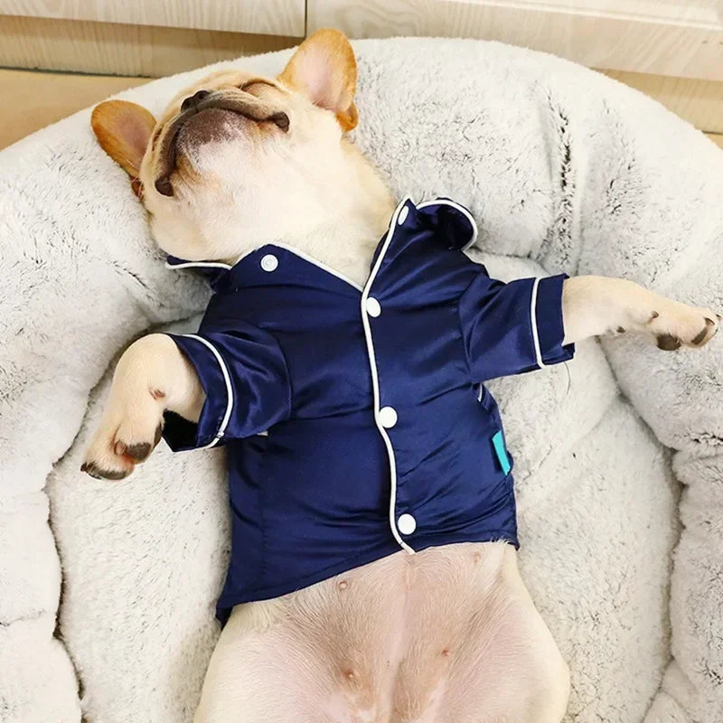 Dog Soft Silk French Bulldog Pajamas Pet Dog Shirts For Small Dogs Shirt Cat Pajamas Clothing