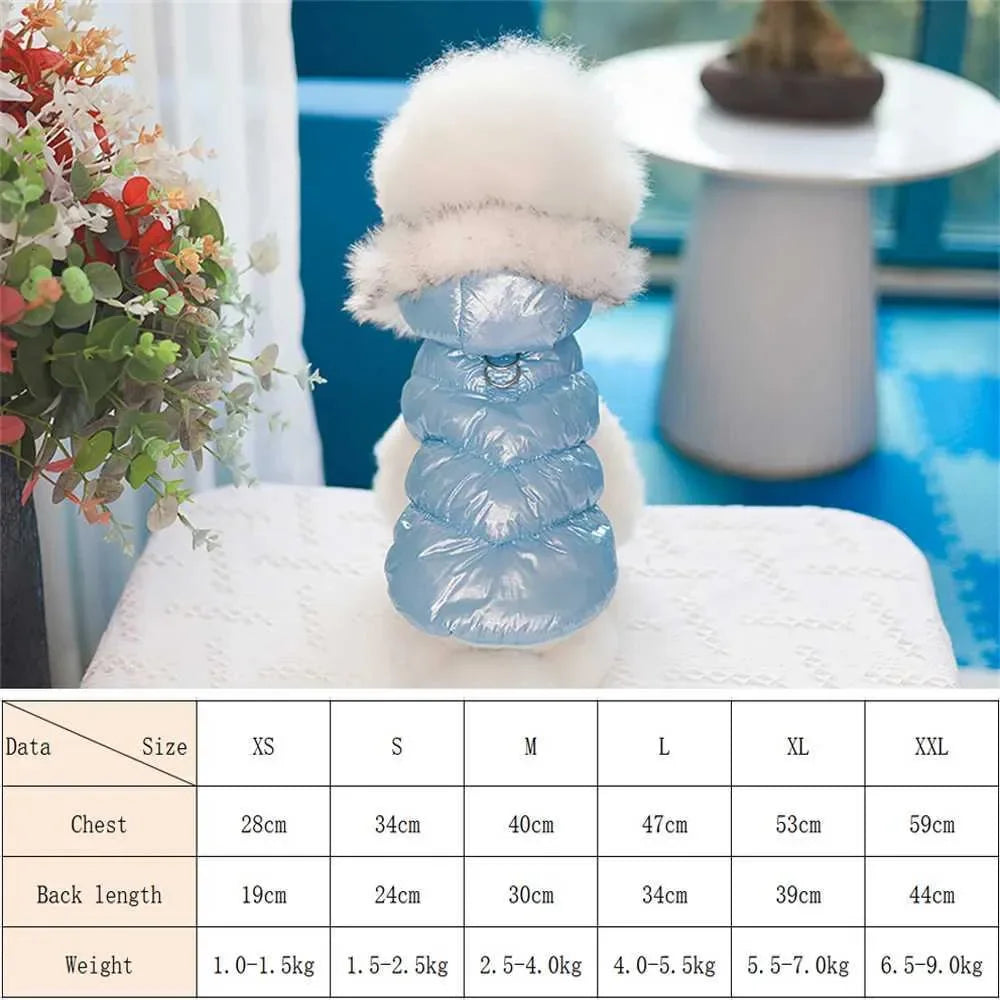 Fashion Winter Dog Down Jacket Warm Fleece Pet Coat For Small Dogs Yorkshire Shih Tzu Luxury Fur Collar Puppy Clothes OutfitsXJ2