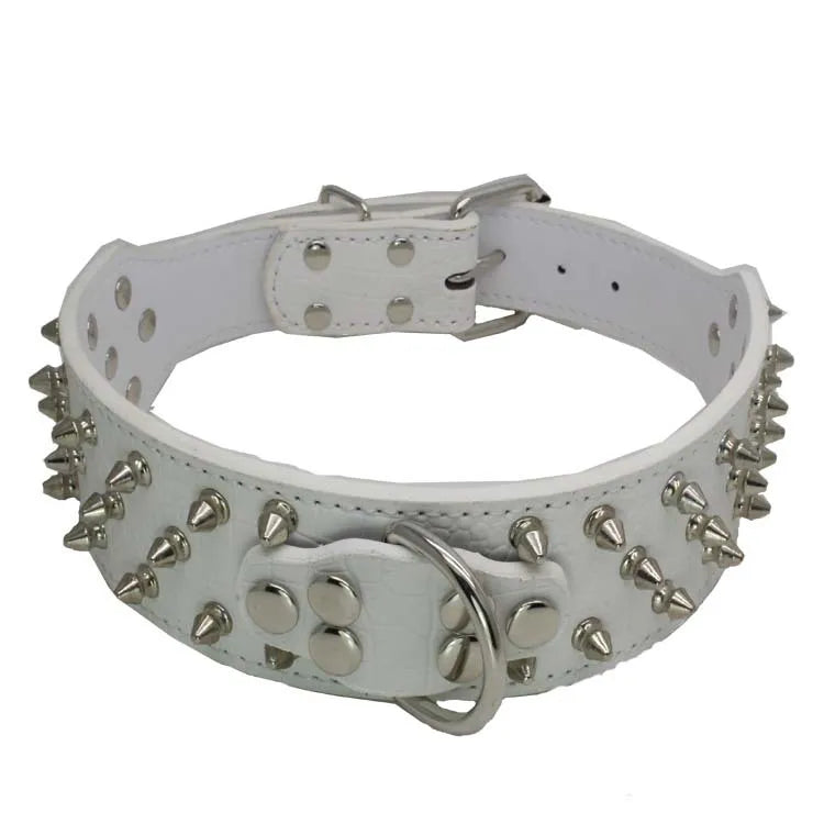 5cm Shiny luxury leather dog collar, retro willow nail decoration, sturdy and durable dog walking collar, medium to large dog