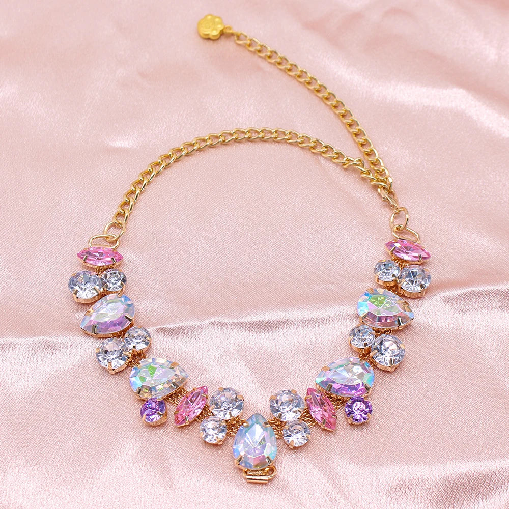 Pet Cat Accessories Luxury Cat Crystal Chain Necklace Adjustable Wedding Diamond Collar for Small Dogs Kitten Cat Puppy Necklace