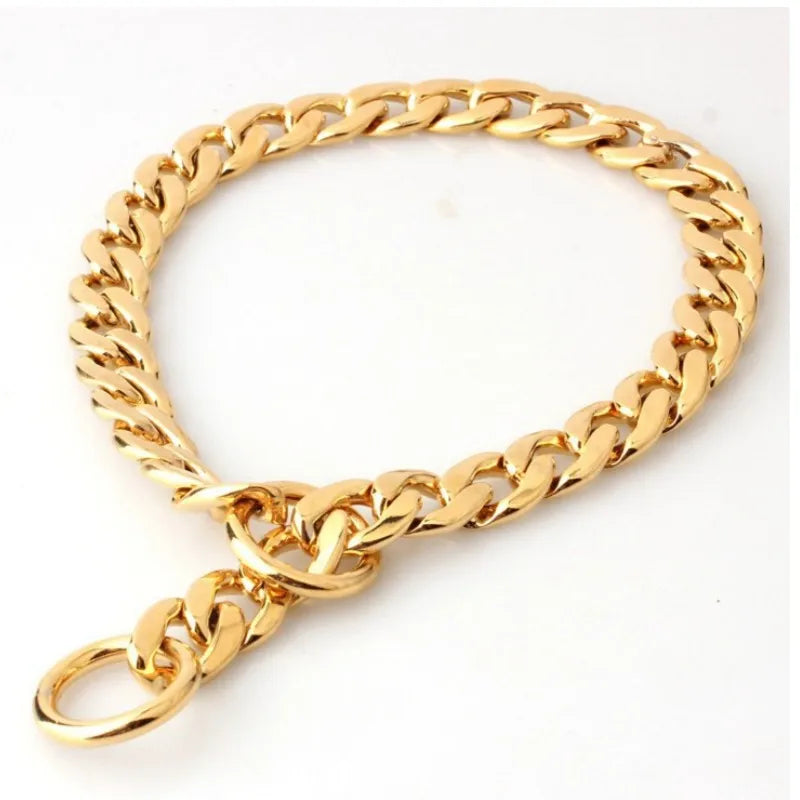 Luxury Dog Collar Gold Pet Necklace Dog Chain Choker For Pitbull Bulldog Teddy French Bulldog Metal Collar Pets Jewelry Products