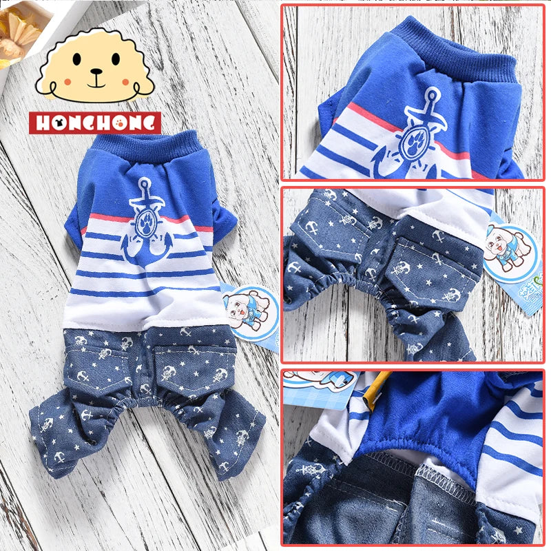 On Sale Clearance Pet Clothes For Small Puppy Cats Four Legs Overall Summer Cooling Shirt With Khaki Pants Costumes S XXL Goods