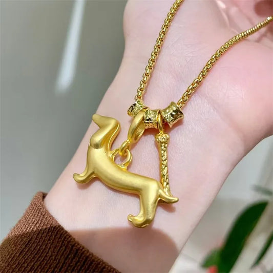 Sweet And Cool Style Metal Dog Bone Pendant Necklace for Women Unique Design Luxury Sensation Sweater Chain Daily Accessory Gift