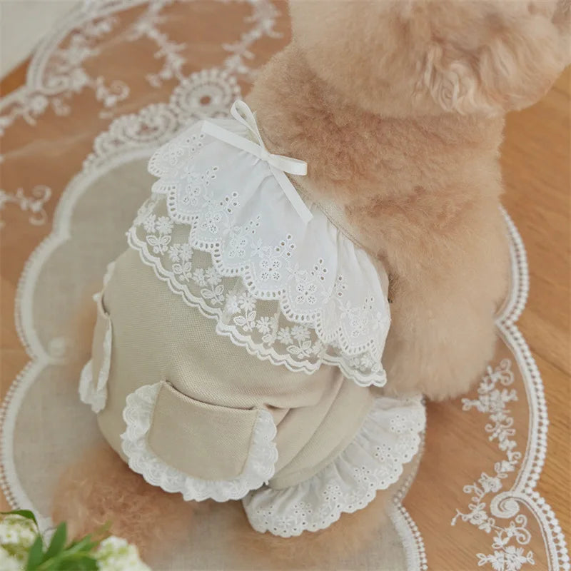 Pet Lace Jumpsuit Cute Pet Teddy Overalls Spring  Cat Pants Puppy Clothes Dog Pajamas Dog Clothes for Small Dogs