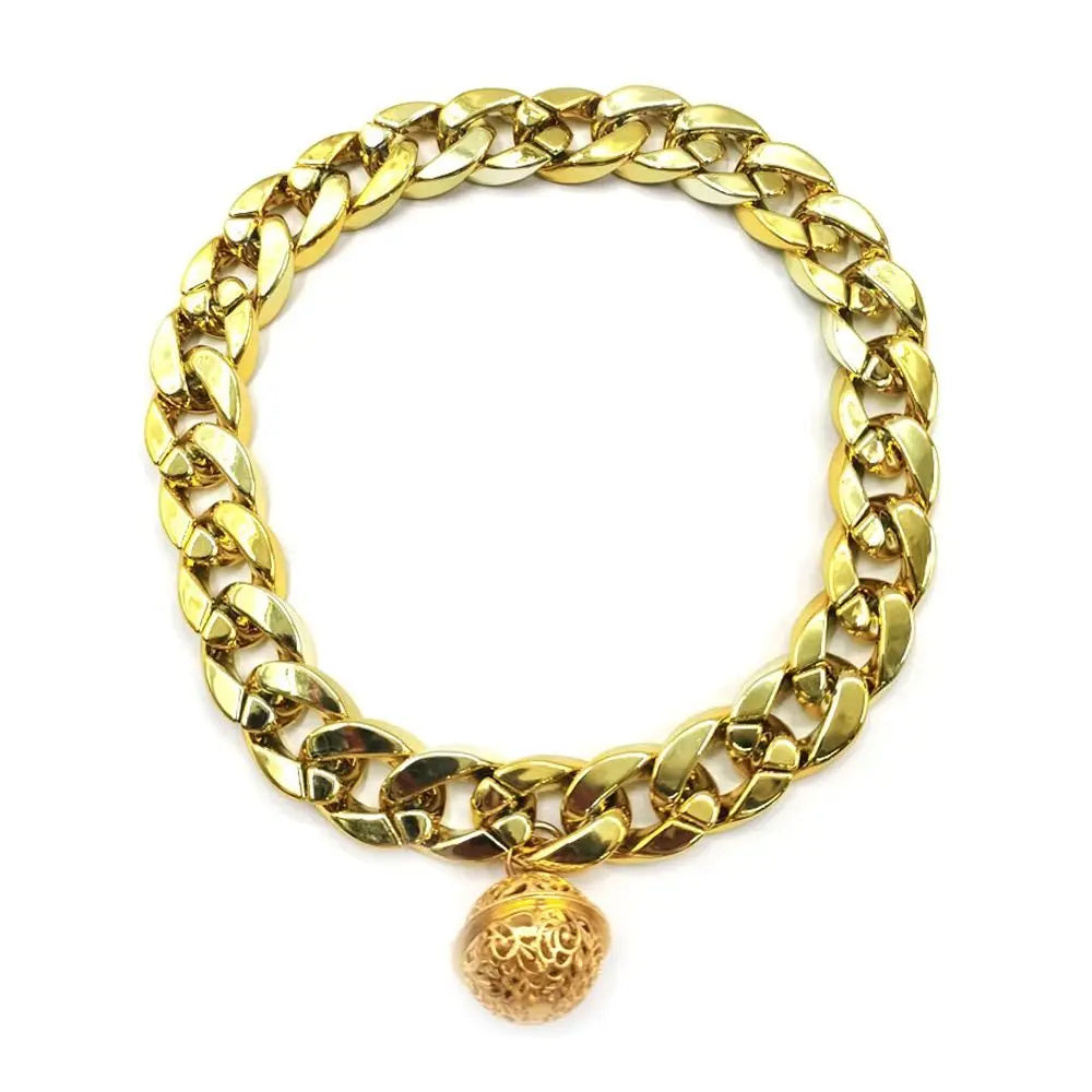 Luxurious Pet Dog Collar Cuban Chain Dog Chain Dog Collar Lock Gold Silver Dog Chain French Bulldog Pitbull Collar
