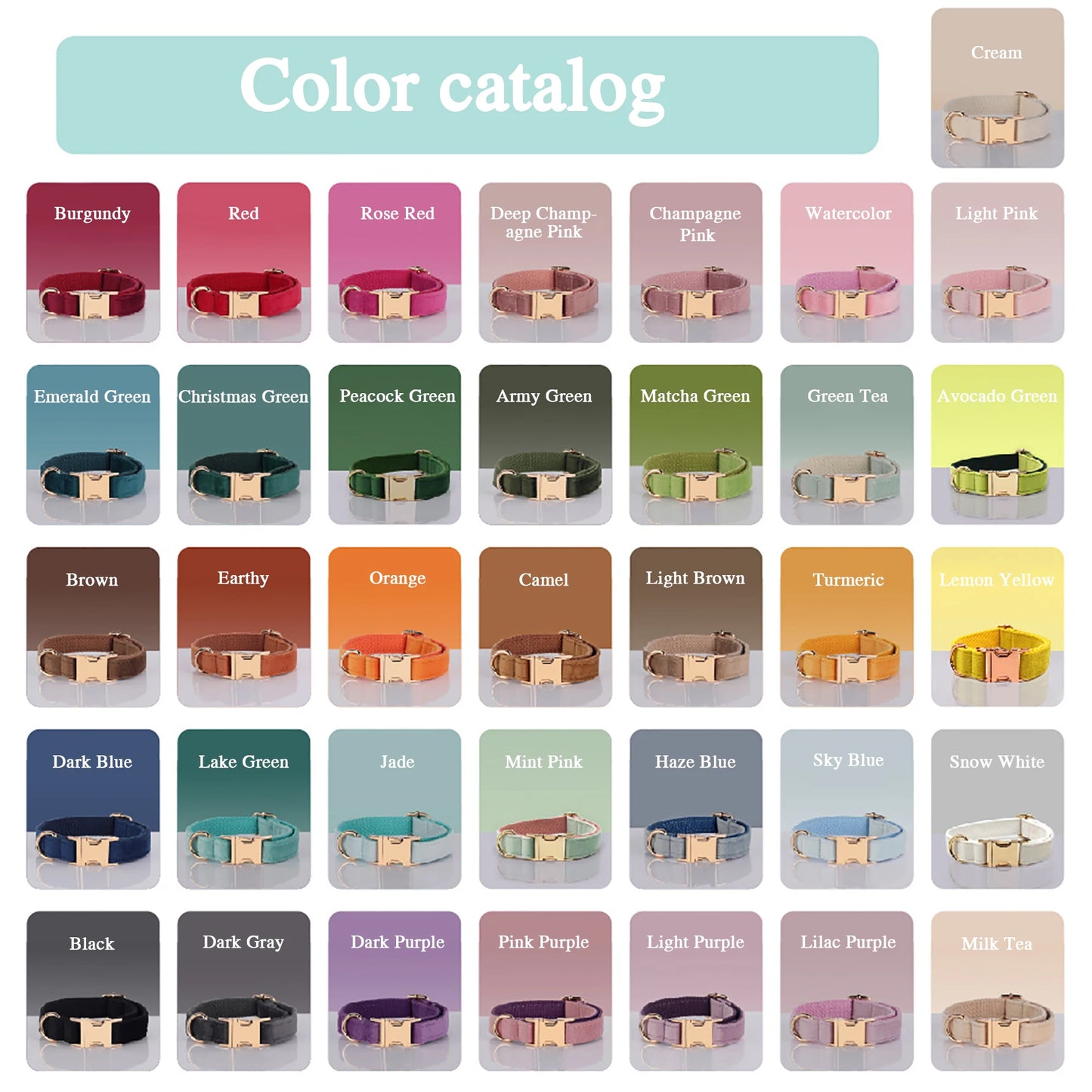 Customcarved Black Thick Velvet Dog Collars Goldplated Metal Luxury Puppy Collars Available in A Variety of Colors