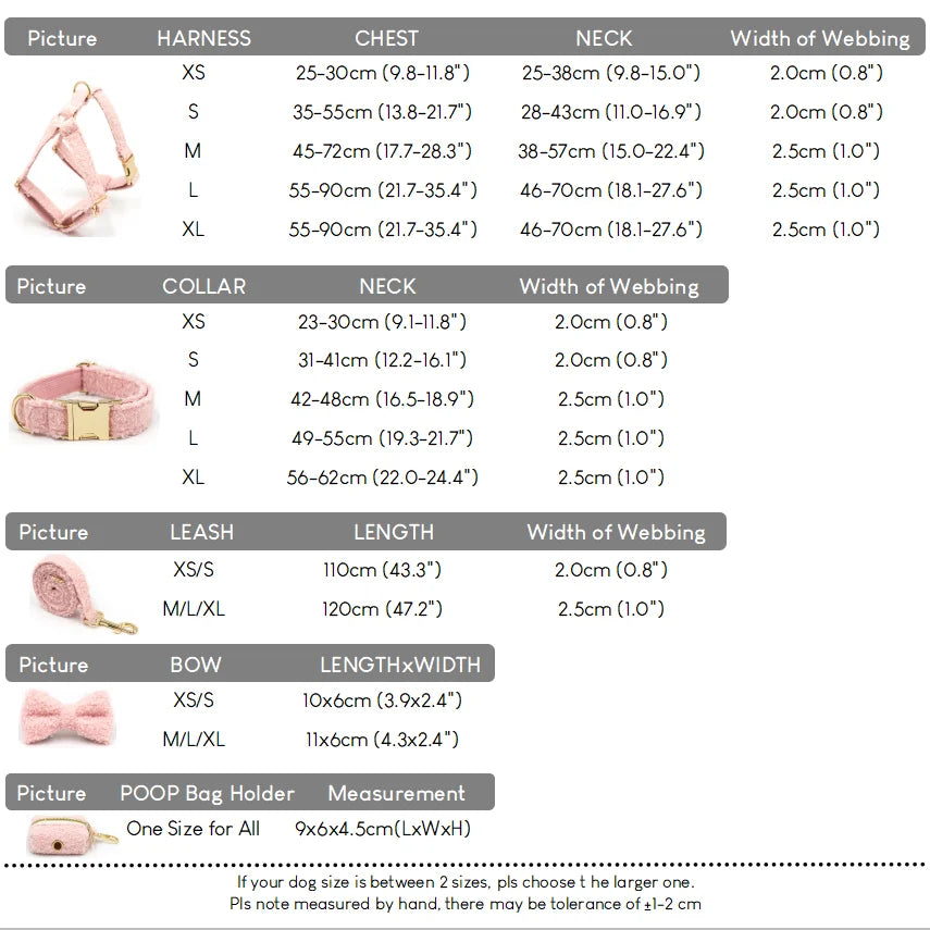 White Teddy Fleece Personalized Dog Harness and Leash Set Luxury Designer Dog Collar for Small Dogs Cute Puppy Collar Poop Bag