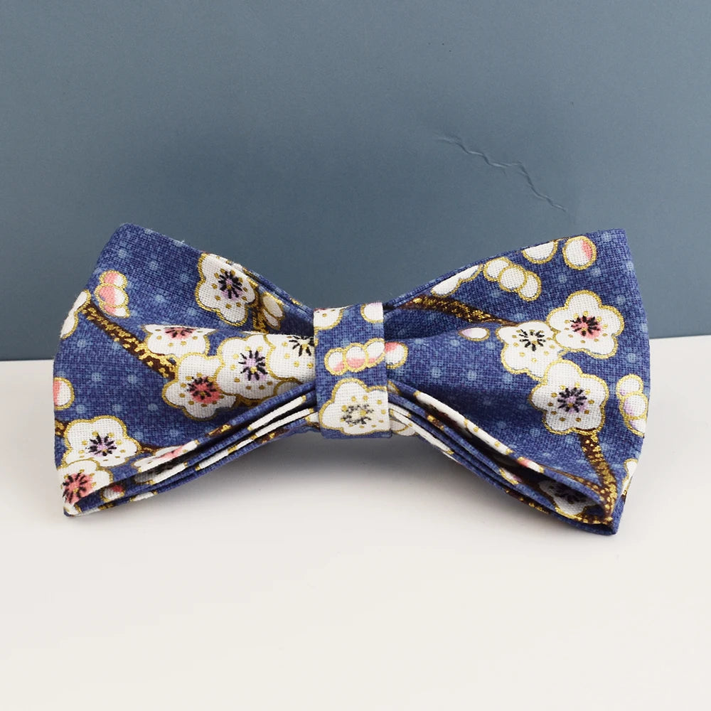 Luxury Personalized engravable dog collar Harness Leash Set Soft Cotton Floral Design Custom Bow Accessory for Dogs 02