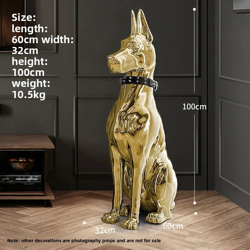 Electroplated dog ornament light luxury high-end large floor sculpture modern, decorative living room home accessories