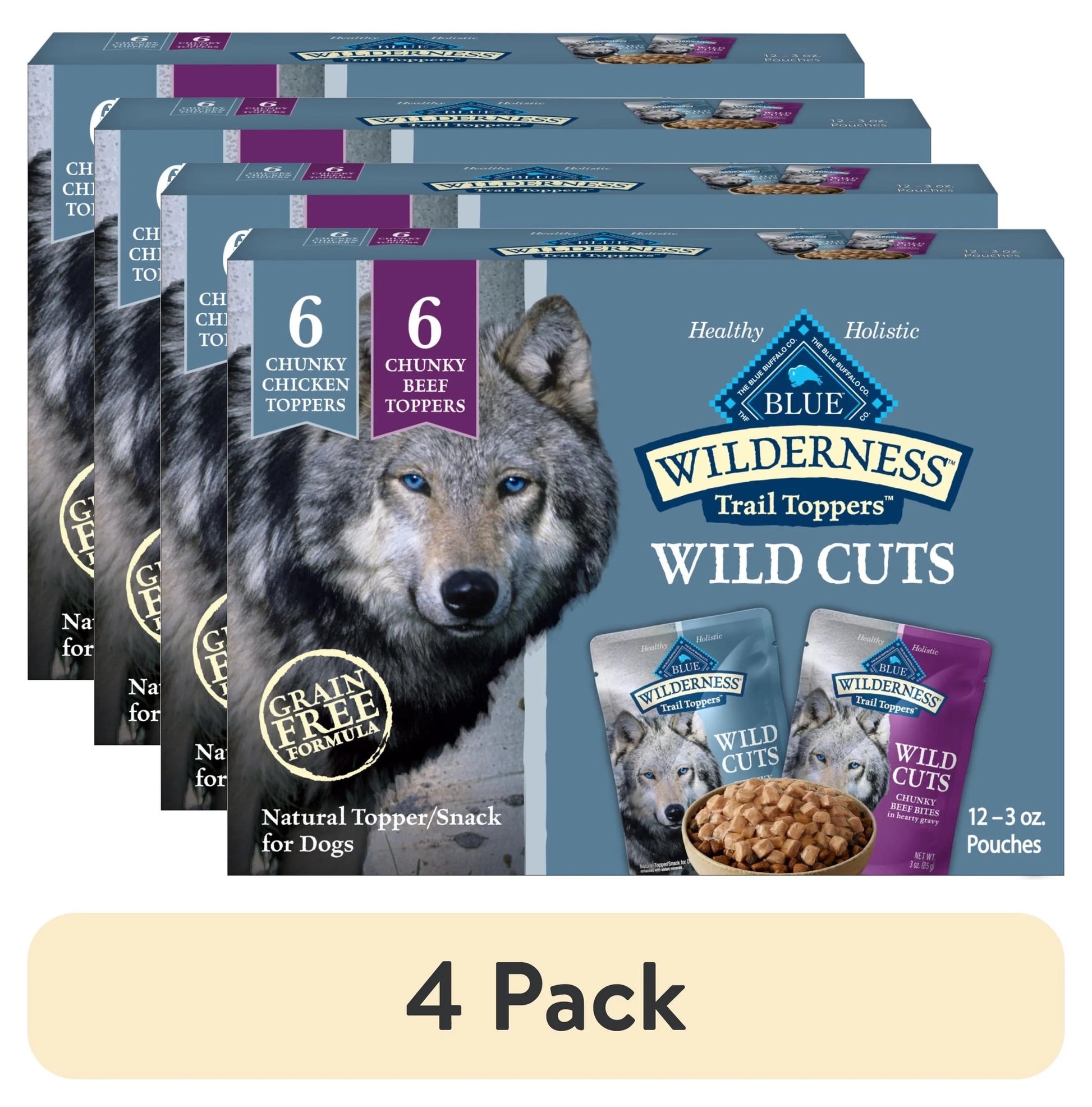(4 Pack)  Wilderness Wild Cuts Wet Dog Food Toppers, Chicken & Beef, 3-Oz. (12 Count)