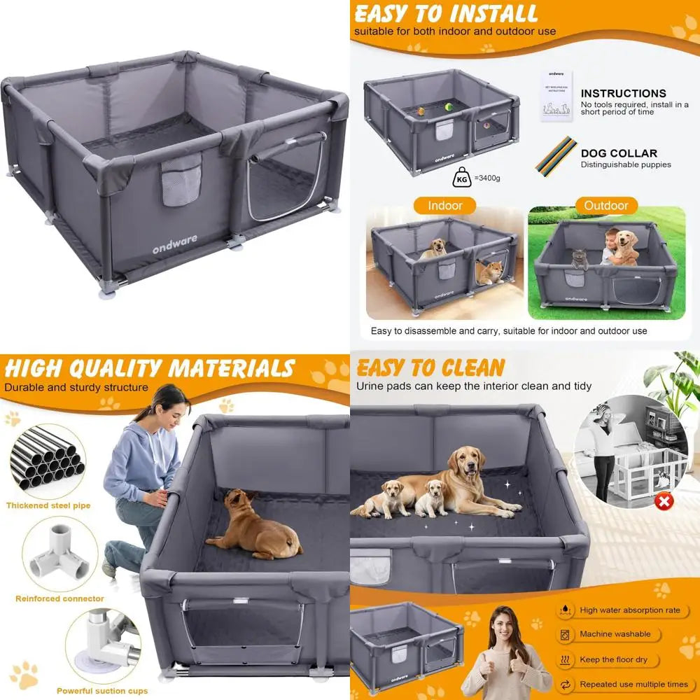 Medium Small Dog Whelping Box with Waterproof Pad, 48x48x18 inches, Ideal for Puppies and Birthing Supplies