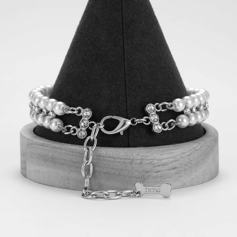 Pet Dog Diamond Necklace Collar Puppy Pearl Collar Cat Wedding Luxury Collars Rhinestone Necklace For Pet Dogs Cats