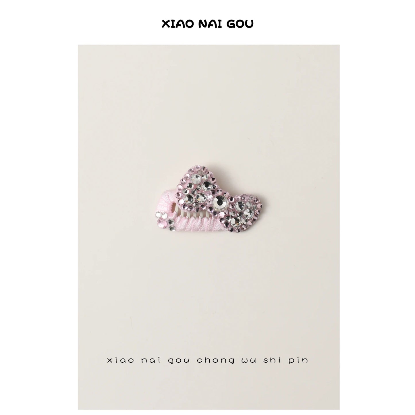 Luxury Pink Series Pet Dog Head-wear Supplies Fine Handmade Crystal Heart Bow Hairpins For Puppy Dogs Cute Hair Clips Jewelry