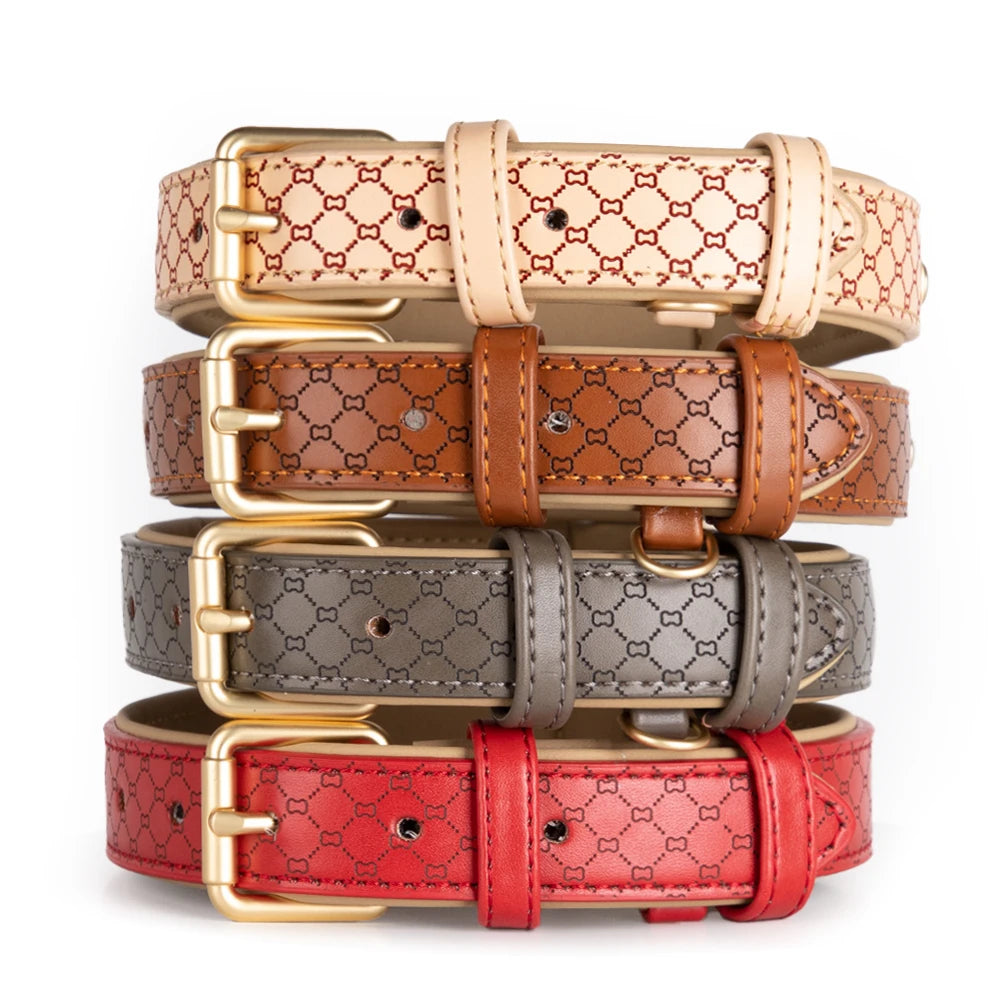 Engraved ID Tag Dog Collar for Small Large Dog Personalized Custom Nameplate Leather Collar Cat Luxury Collar for French Bulldog